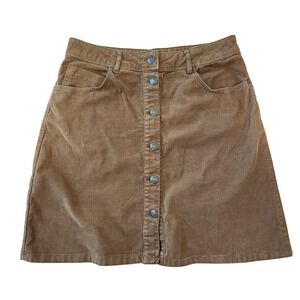 Z1975 Denim‎ ZARA Corduroy Button Front A-Line Skirt Tan Brown Women's Size L